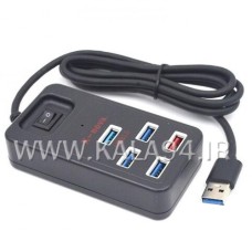 هاب X-NOVA X800 / با 4+1 پورت USB 3.0 و USB 2.0 / کلیددار / کابلی 1.2 متری ضخیم و مقاوم / 5GBPS / 480mbps / ورودی آداپتوری /  پرسرعت بدون افت کیفیت